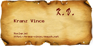 Kranz Vince névjegykártya